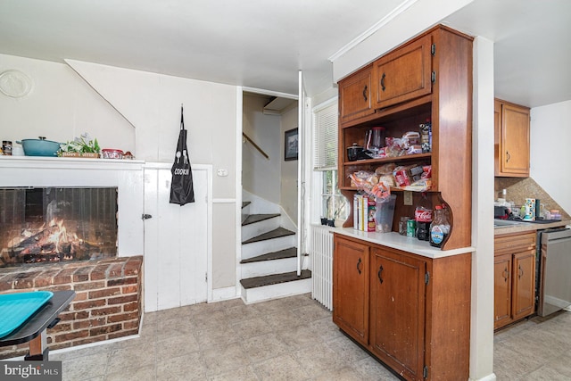 313 E Main St, Mechanicsburg, PA 17055 - bar area with stairs, dishwasher, and tasteful backsplash