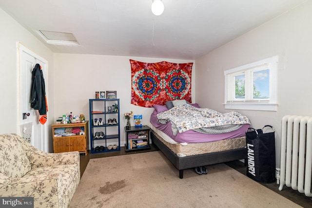 313 E Main St, Mechanicsburg, PA 17055 - carpeted bedroom featuring radiator heating unit and attic access