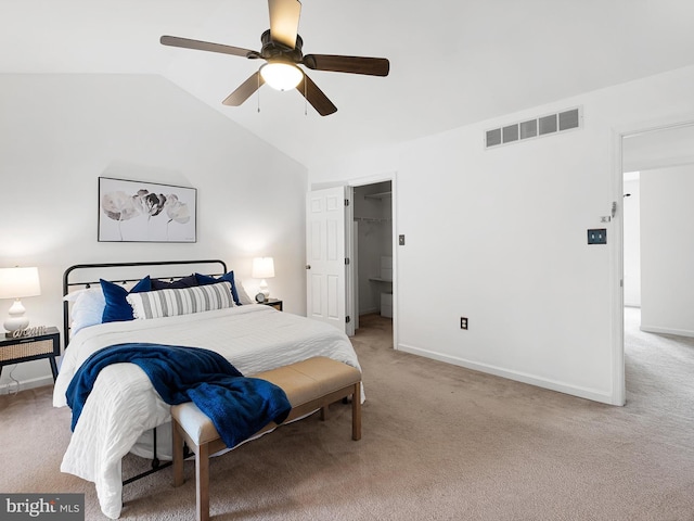207 Drawyers Dr, Middletown, DE 19709 - bedroom featuring light colored carpet, lofted ceiling, and a ceiling fan
