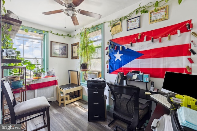 5509 Chew Ave, Philadelphia, PA 19138 - home office with wood finished floors, ceiling fan, and cooling unit