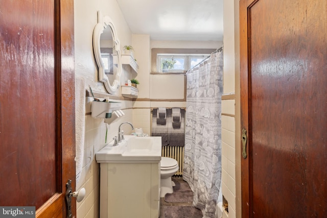 5509 Chew Ave, Philadelphia, PA 19138 - full bathroom with vanity, tile walls, and curtained shower