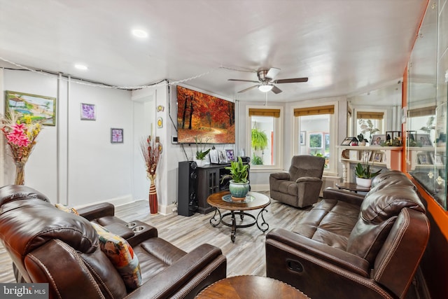 5509 Chew Ave, Philadelphia, PA 19138 - living room with ceiling fan, wood finished floors, and recessed lighting