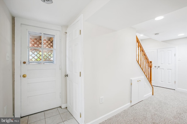 5909 Frederick St, Springfield, VA 22150 - entrance foyer with stairway, light tile patterned floors, and recessed lighting
