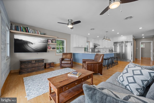 1 Risner Ave, Penns Grove, NJ 08069 - living area with ceiling fan, light wood-type flooring, and recessed lighting