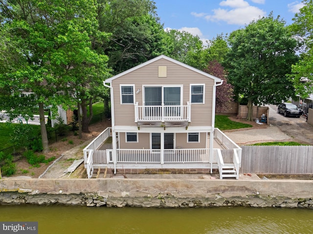 1 Risner Ave, Penns Grove, NJ 08069 - back of house featuring stairway, a deck with water view, and a balcony