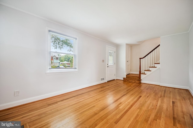 2013 Dayton St, Silver Spring, MD 20902 - entryway with stairway, wood finished floors, and ornamental molding