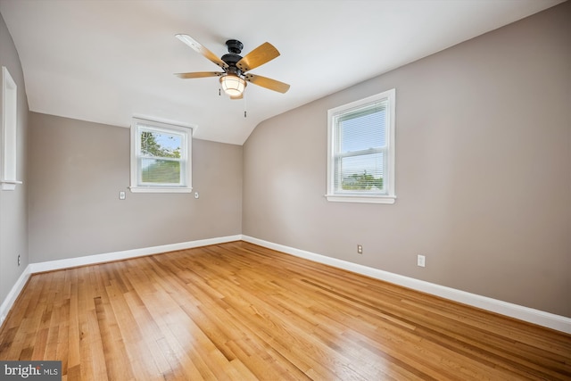 2013 Dayton St, Silver Spring, MD 20902 - empty room featuring light wood-style flooring, a ceiling fan, and vaulted ceiling