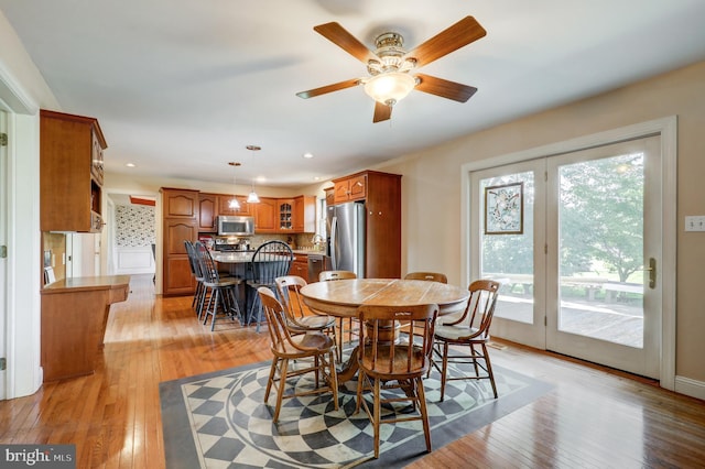 2912 Weaver Rd, Lancaster, PA 17601 - dining space with light wood-type flooring, a ceiling fan, and recessed lighting