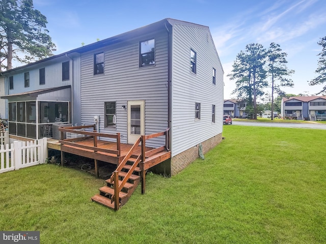 4421 Eastwinds, Chincoteague Island, VA 23336 - back of property with a deck and a sunroom