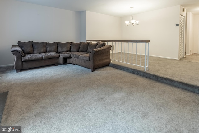12803 Climbing Ivy Dr, Germantown, MD 20874 - carpeted living area with a chandelier and baseboards