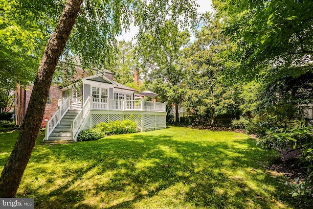 2413 Taylor Ave, Alexandria, VA 22302 - view of grassy yard with stairway and a deck