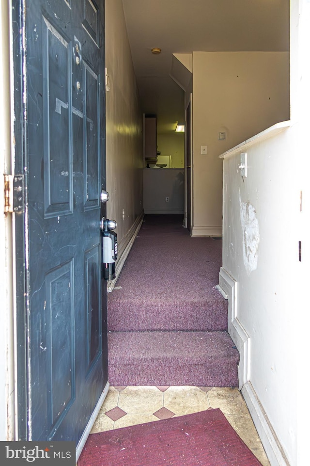1504 Stricker, Druid, MD 21217 - staircase featuring carpet floors