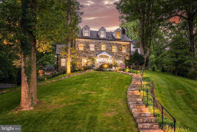3666 Military Rd, Arlington, VA 22207 - view of front of home featuring a yard, stairway, and stone siding