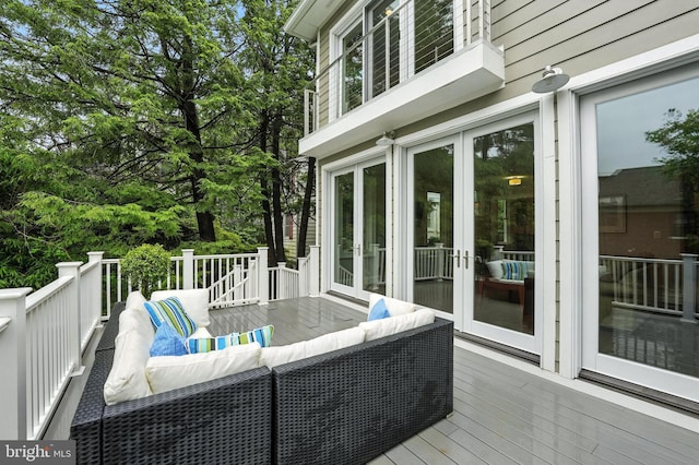 3831 Fulton St NW, Washington, DC 20007 - wooden terrace with french doors and outdoor lounge area