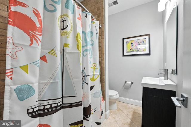 3831 Fulton St NW, Washington, DC 20007 - full bath with vanity, a shower with curtain, and tile patterned flooring