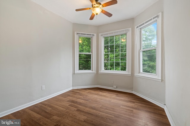6539 Berdan St, Philadelphia, PA 19119 - empty room featuring dark wood-style flooring and a ceiling fan