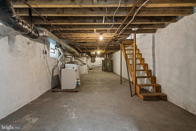6539 Berdan St, Philadelphia, PA 19119 - below grade area featuring washer / dryer and stairs