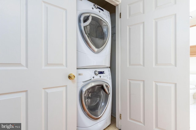 2381 Greensward S, Warrington, PA 18976 - laundry room featuring stacked washer / drying machine