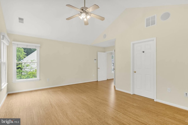 12177 Flowing Water Trl, Clarksville, MD 21029 - empty room featuring light wood finished floors, high vaulted ceiling, and ceiling fan