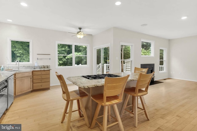 12177 Flowing Water Trl, Clarksville, MD 21029 - dining space with light wood-type flooring, healthy amount of natural light, ceiling fan, and recessed lighting