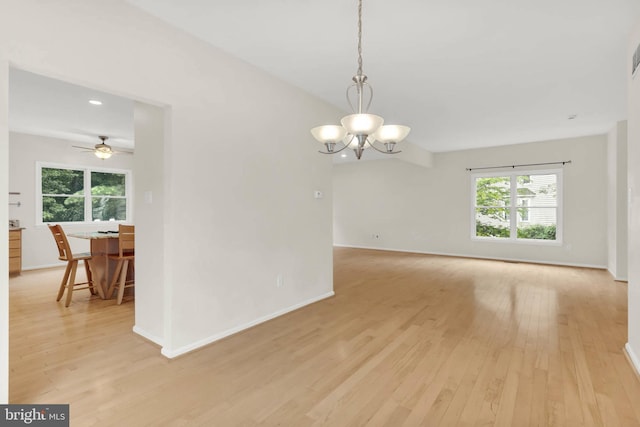 12177 Flowing Water Trl, Clarksville, MD 21029 - empty room featuring light wood finished floors, a chandelier, recessed lighting, and ceiling fan