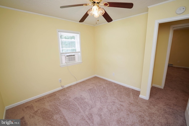 120 Ridgefield Ln, Fruitland, MD 21826 - carpeted spare room with a ceiling fan, cooling unit, ornamental molding, a smoke detector, and a textured ceiling