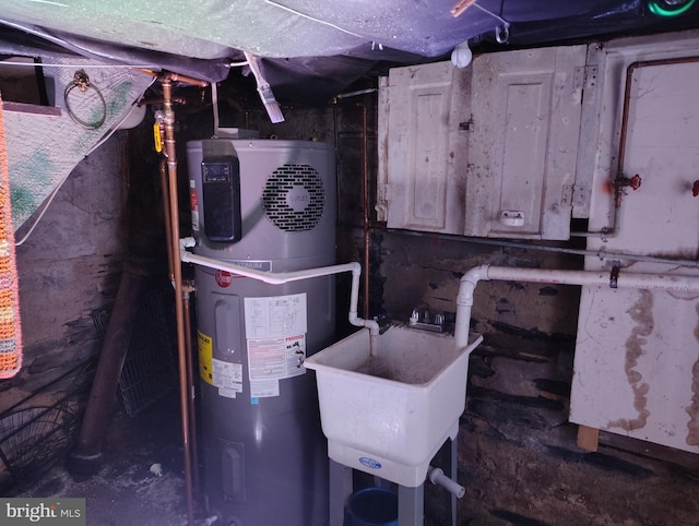 319 1st St, Slatington, PA 18080 - utility room with electric water heater and a sink