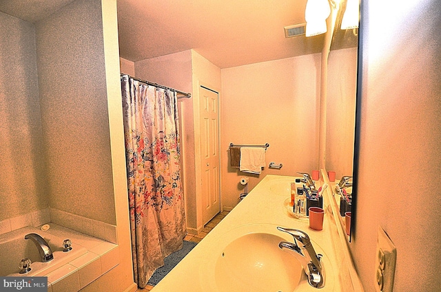 65 Emily Ct, Reading, PA 19606 - bathroom featuring a bath, a shower with curtain, and double vanity