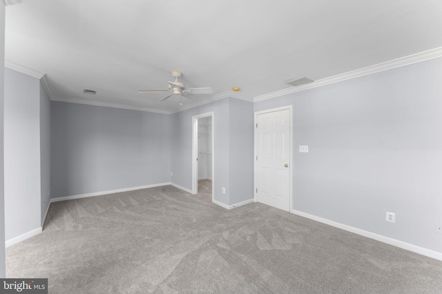 2562 Belcroft Pl, Herndon, VA 20171 - empty room with a ceiling fan, carpet floors, and ornamental molding