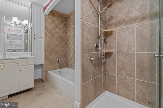 96 Karen Rd, Holland, PA 18966 - bathroom featuring vanity, a chandelier, and tile patterned flooring