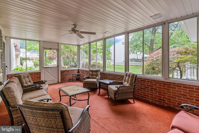 96 Karen Rd, Holland, PA 18966 - sunroom with an outdoor living space, a ceiling fan, and plenty of natural light