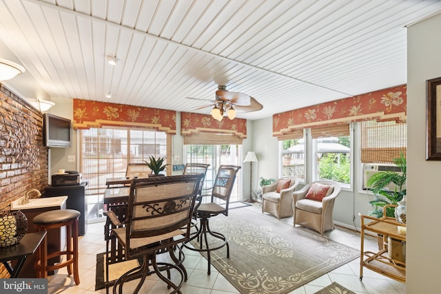 3851 Fawn Ln, White Plains, MD 20695 - dining space featuring a ceiling fan and light tile patterned flooring