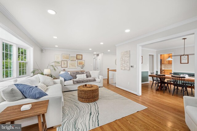 4301 Ivanhoe Pl, Alexandria, VA 22304 - living area with recessed lighting, light wood-type flooring, and ornamental molding