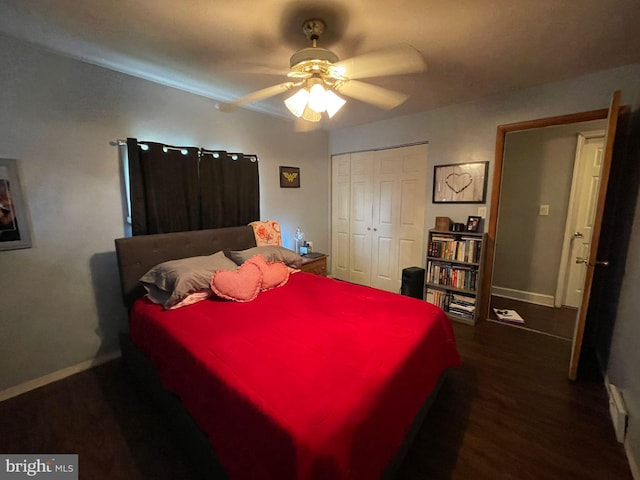 1105 Darlington Rd, Beaver Falls, PA 15010 - bedroom with wood finished floors, a closet, and ceiling fan