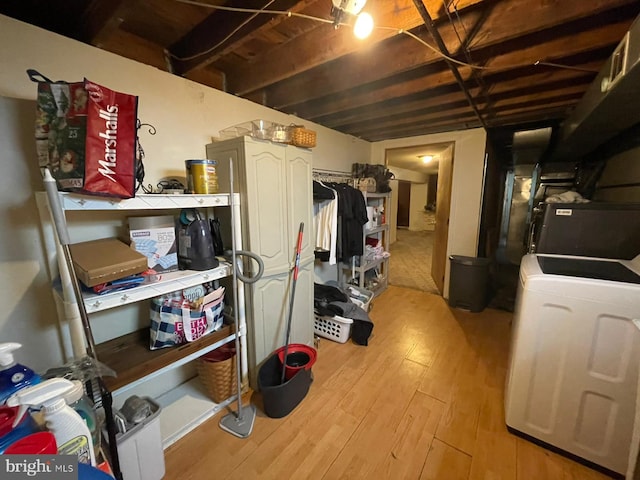 1105 Darlington Rd, Beaver Falls, PA 15010 - unfinished basement with washer / clothes dryer and light wood-style flooring