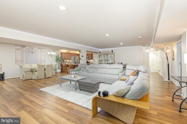 1404 Preserve Ln, Fredericksburg, VA 22401 - living area featuring a chandelier, light wood finished floors, and recessed lighting