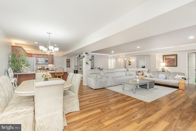 1404 Preserve Ln, Fredericksburg, VA 22401 - living area featuring a chandelier, light wood-style flooring, and recessed lighting