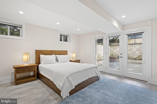 2819 Bellevue Ter NW, Washington, DC 20007 - bedroom with light wood finished floors, access to outside, recessed lighting, and french doors