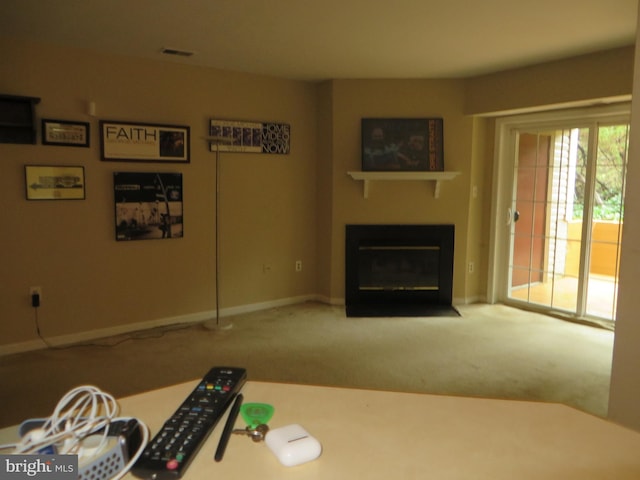 6915 Victoria Dr Unit C, Alexandria, VA 22310 - unfurnished living room with carpet flooring and a fireplace with flush hearth