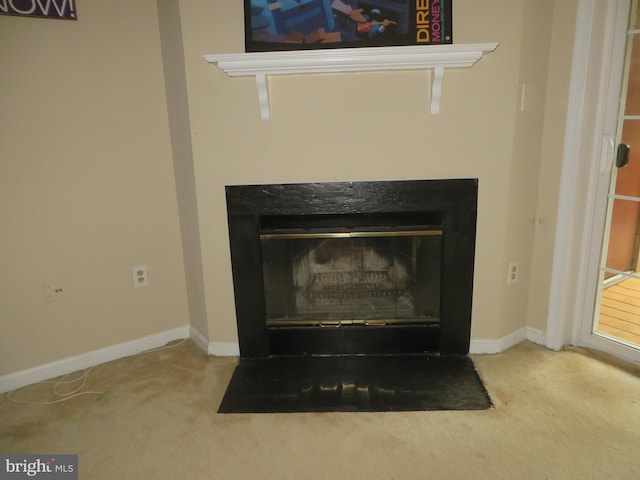 6915 Victoria Dr Unit C, Alexandria, VA 22310 - detailed view of a fireplace with flush hearth and carpet flooring