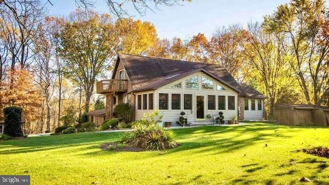 258 Merrimack, Falling Waters, WV 25419 - back of property featuring a balcony and a yard