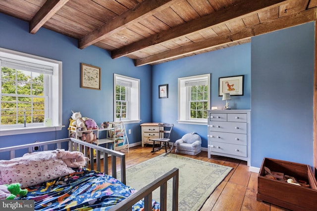 1430 S Old Bethlehem Pike, Quakertown, PA 18951 - bedroom with a wood ceiling with exposed beams and wood-type flooring