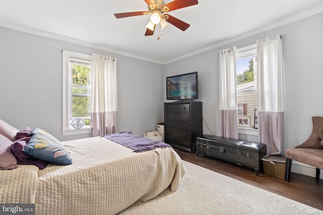 33 Waverly Rd, Wyncote, PA 19095 - bedroom featuring wood finished floors, ornamental molding, and ceiling fan