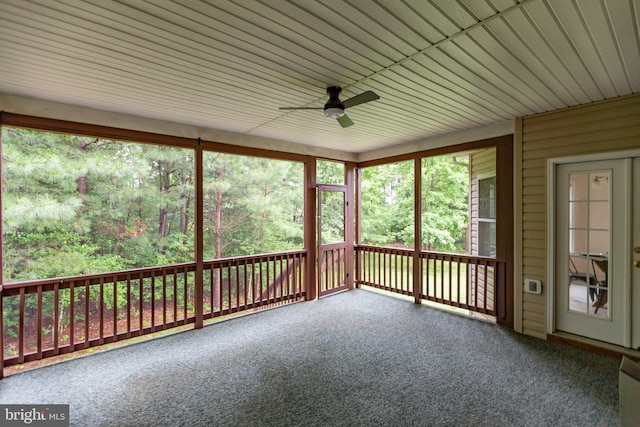 4049 Chatham Dr, King George, VA 22485 - unfurnished sunroom featuring ceiling fan and plenty of natural light