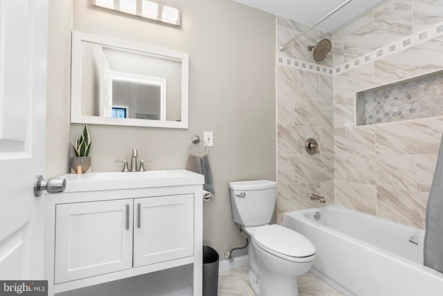 1001 S Carey St, Baltimore, MD 21223 - full bath featuring marble look tile flooring, vanity, and bathing tub / shower combination