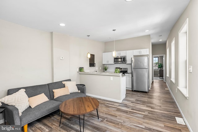 1001 S Carey St, Baltimore, MD 21223 - living area featuring wood finished floors and recessed lighting
