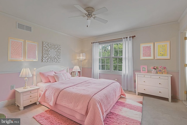 13 Buckwalter Cir, Royersford, PA 19468 - bedroom featuring crown molding, light colored carpet, and ceiling fan