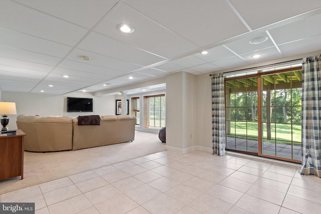13 Buckwalter Cir, Royersford, PA 19468 - carpeted living area featuring tile patterned flooring and recessed lighting