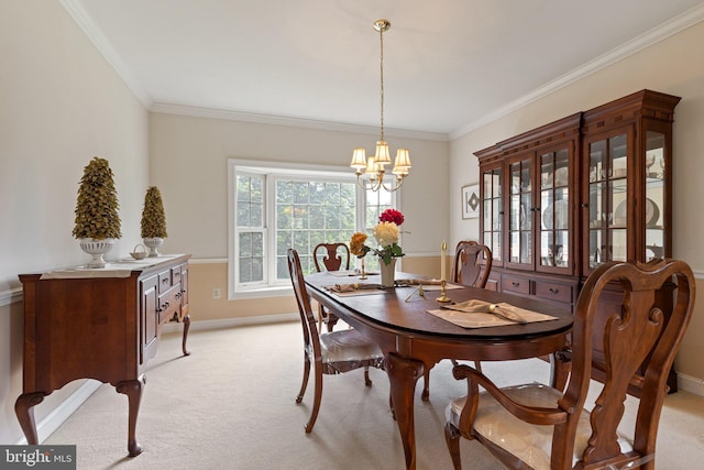 13 Buckwalter Cir, Royersford, PA 19468 - dining area featuring a chandelier, light carpet, and crown molding