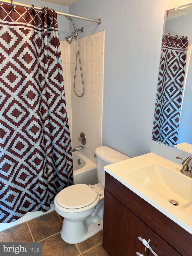 8902 Chesapeake Lighthouse Dr, North Beach, MD 20714 - bathroom featuring vanity, shower / bath combo, and tile patterned flooring